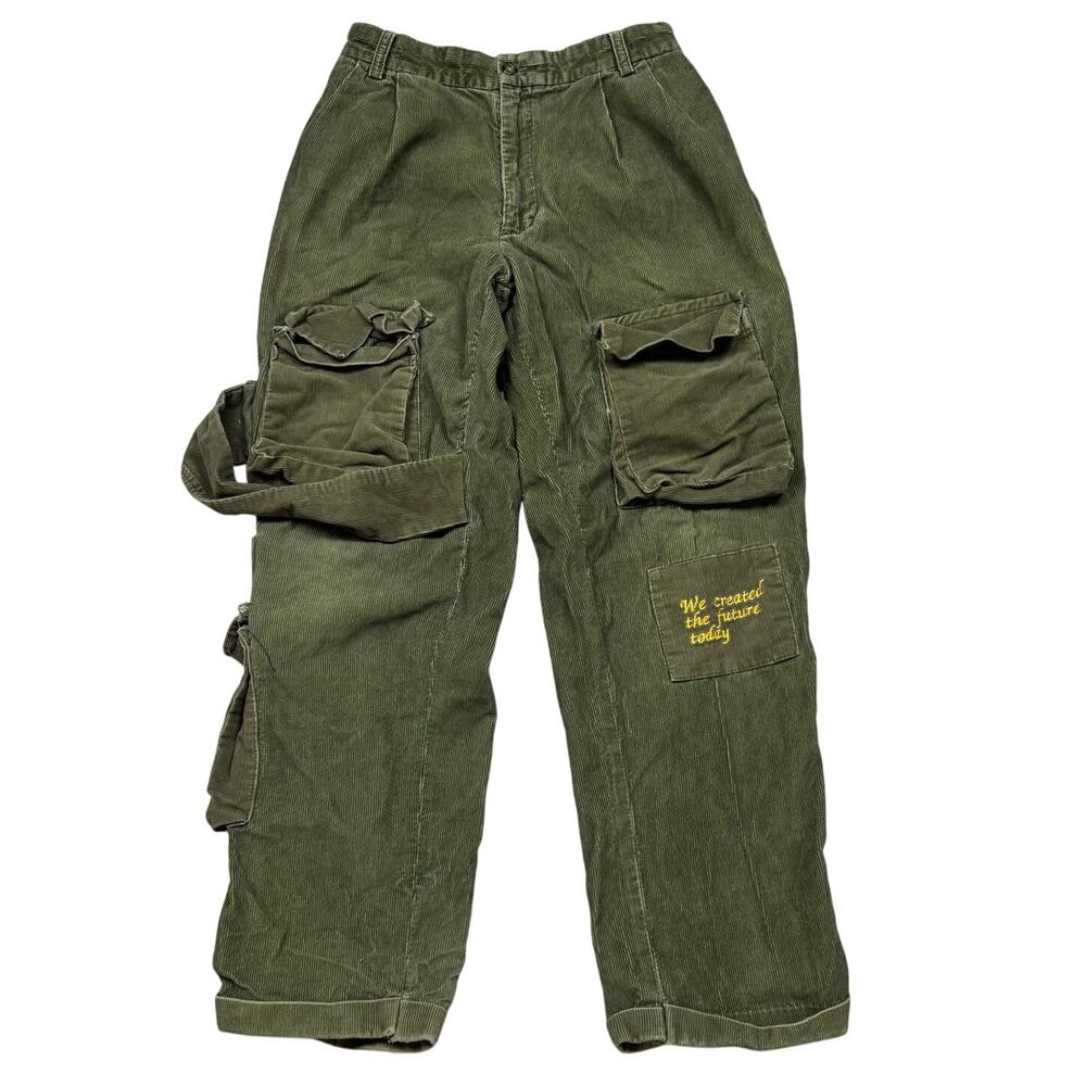 Seasaw Upcycled Dockers Pleated Relaxed Fit Cargo Corduroy Pants Women's 28x28
